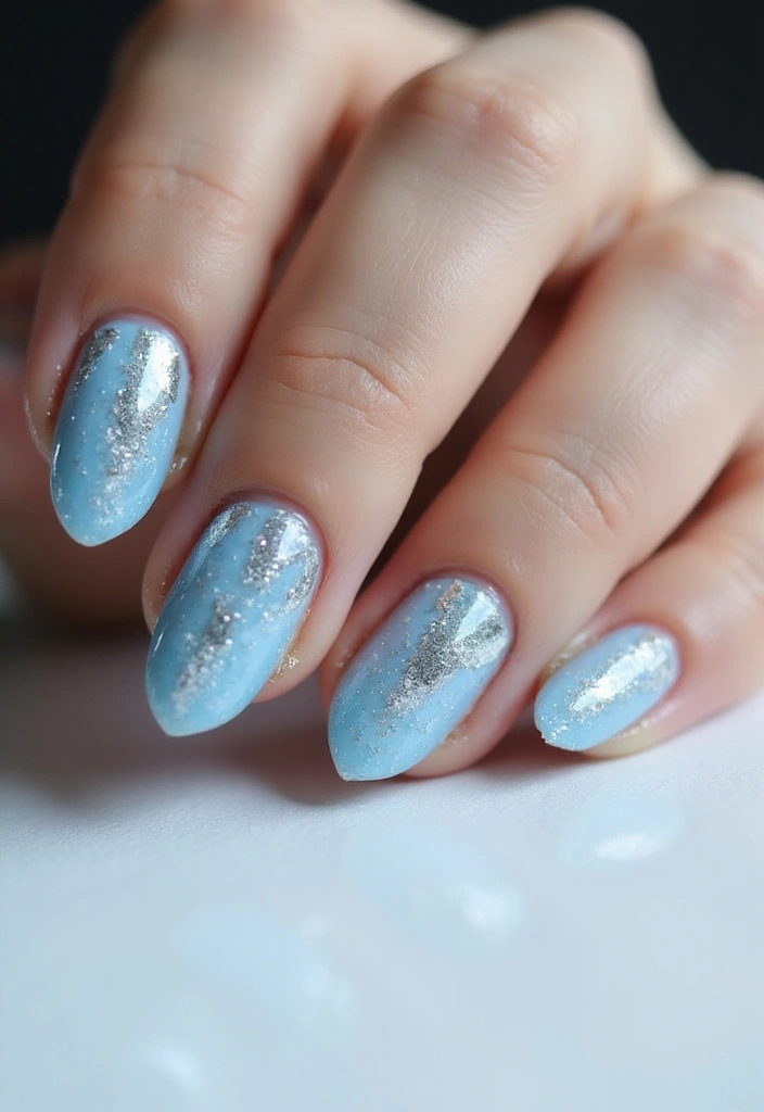 34 Ballerina Blue Chrome Nail Designs You’ll Love - 27. Ice Blue Chic