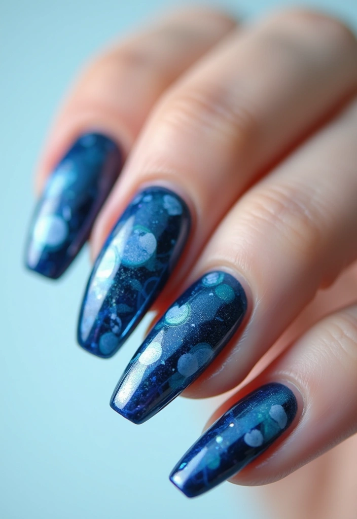 34 Ballerina Blue Chrome Nail Designs You’ll Love - 3. Abstract Blue Swirls