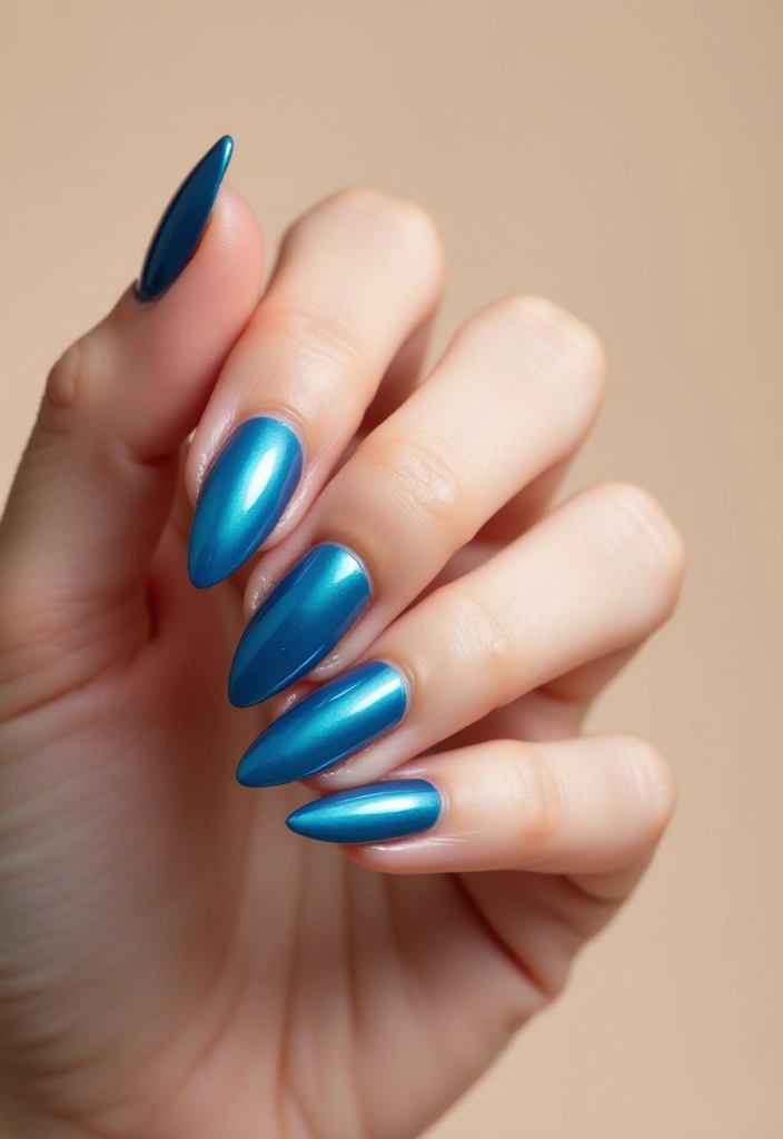 34 Ballerina Blue Chrome Nail Designs You’ll Love - 9. Dipped Blue Tips