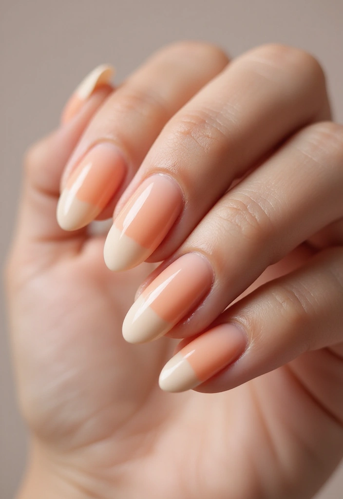 34 Sun-Kissed Ombre Nails for September Style - 1. Warm Peach and Cream Blend