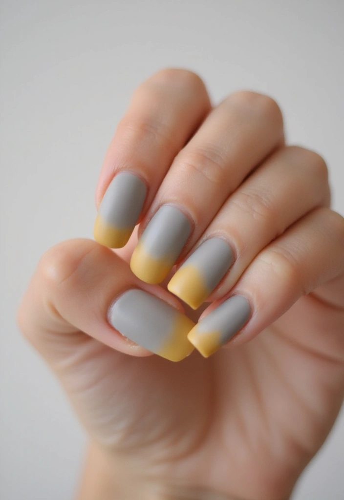 34 Sun-Kissed Ombre Nails for September Style - 10. Gray to Mustard Ombre