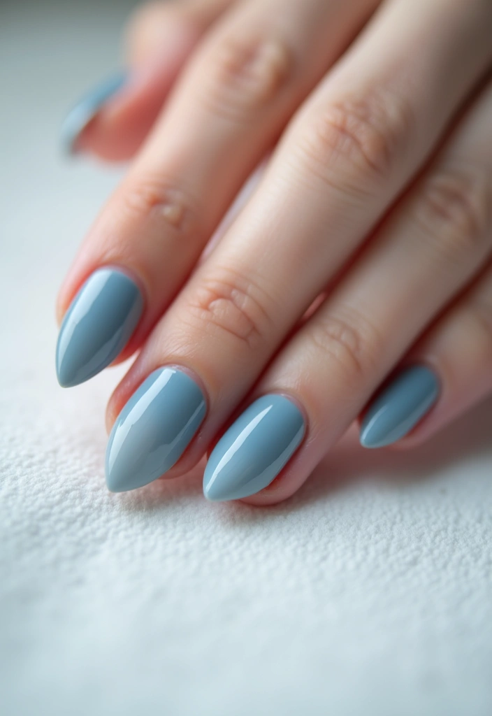 34 Sun-Kissed Ombre Nails for September Style - 13. Dusty Blue to Grey Ombre