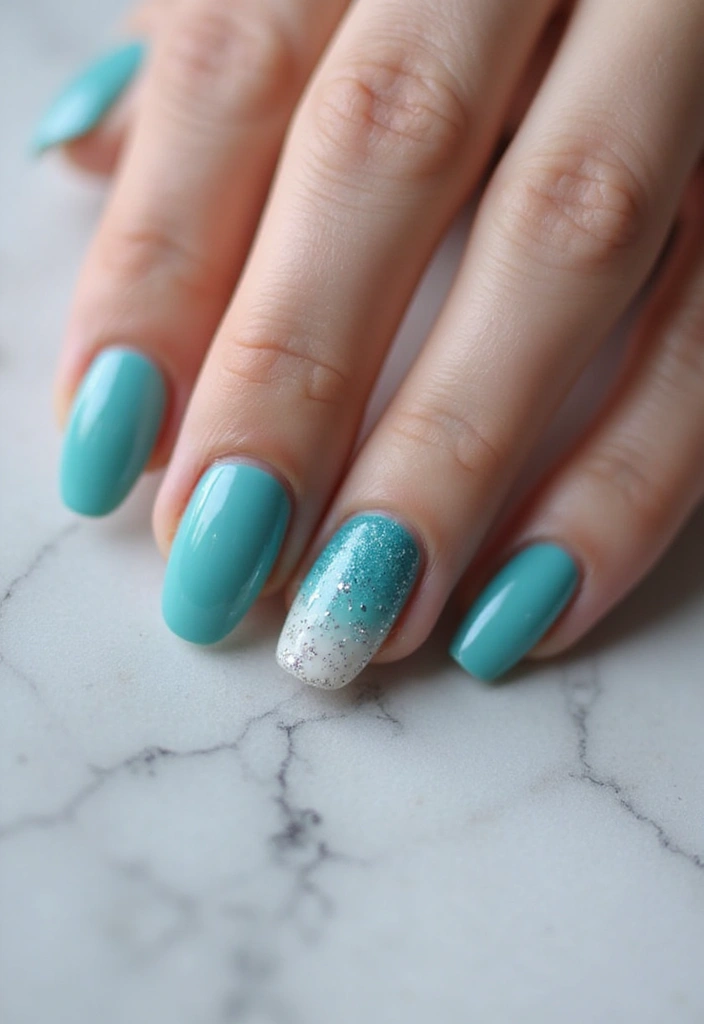 34 Sun-Kissed Ombre Nails for September Style - 15. Bright Aqua to Navy