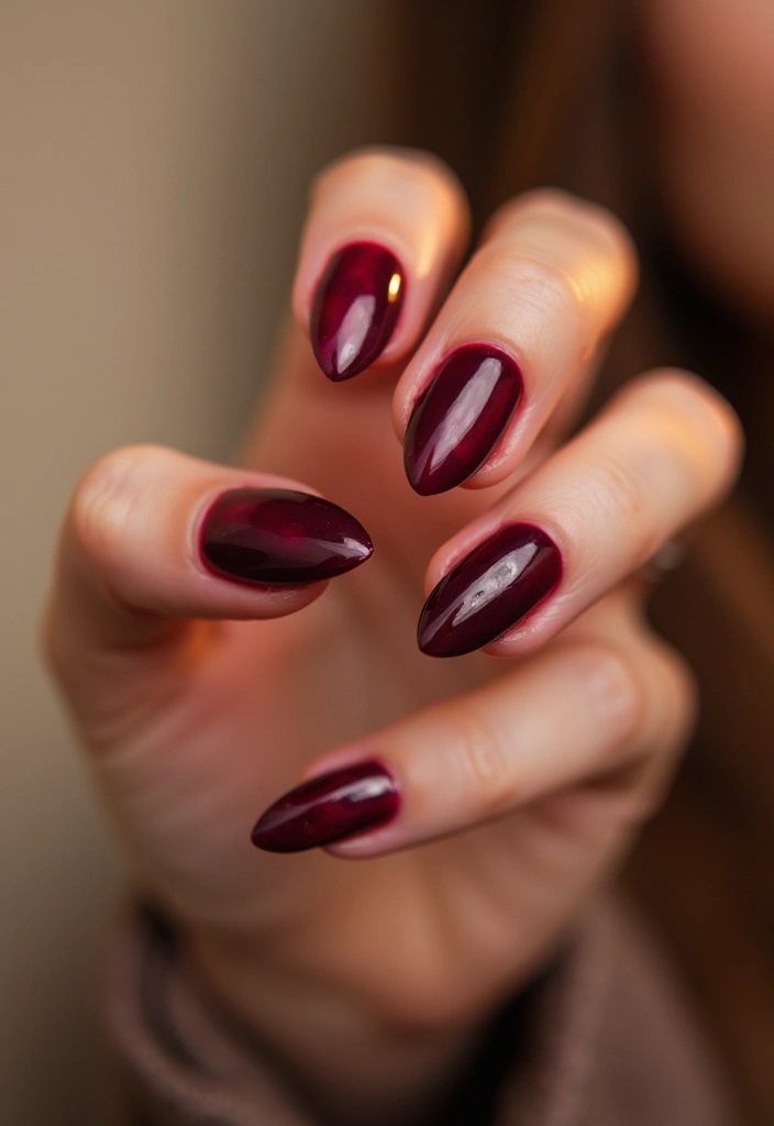 34 Sun-Kissed Ombre Nails for September Style - 16. Ruby to Deep Plum Ombre