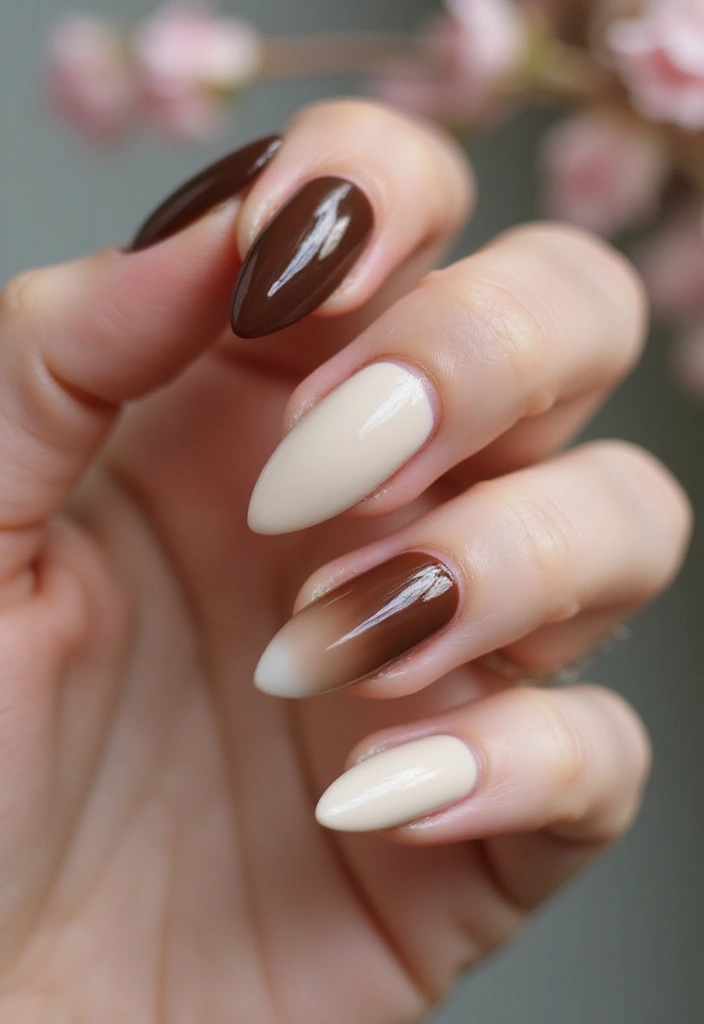 34 Sun-Kissed Ombre Nails for September Style - 17. Mocha to Cream Ombre