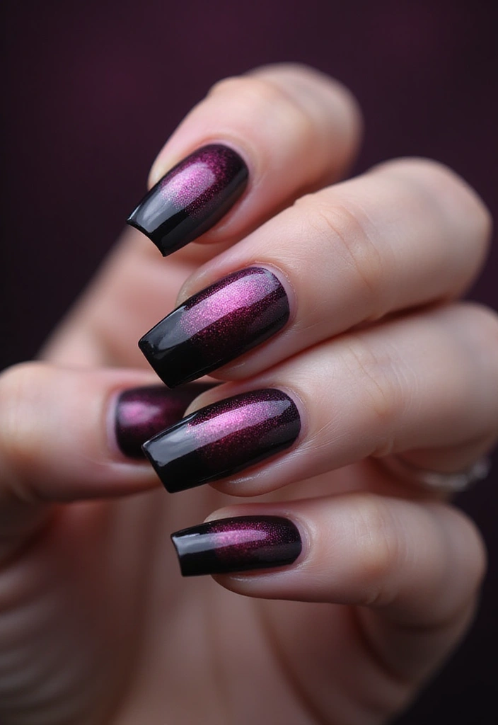 34 Sun-Kissed Ombre Nails for September Style - 18. Mulberry to Dark Charcoal Ombre
