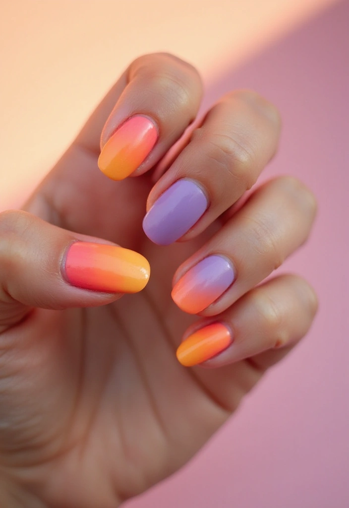 34 Sun-Kissed Ombre Nails for September Style - 2. Sunset Hues