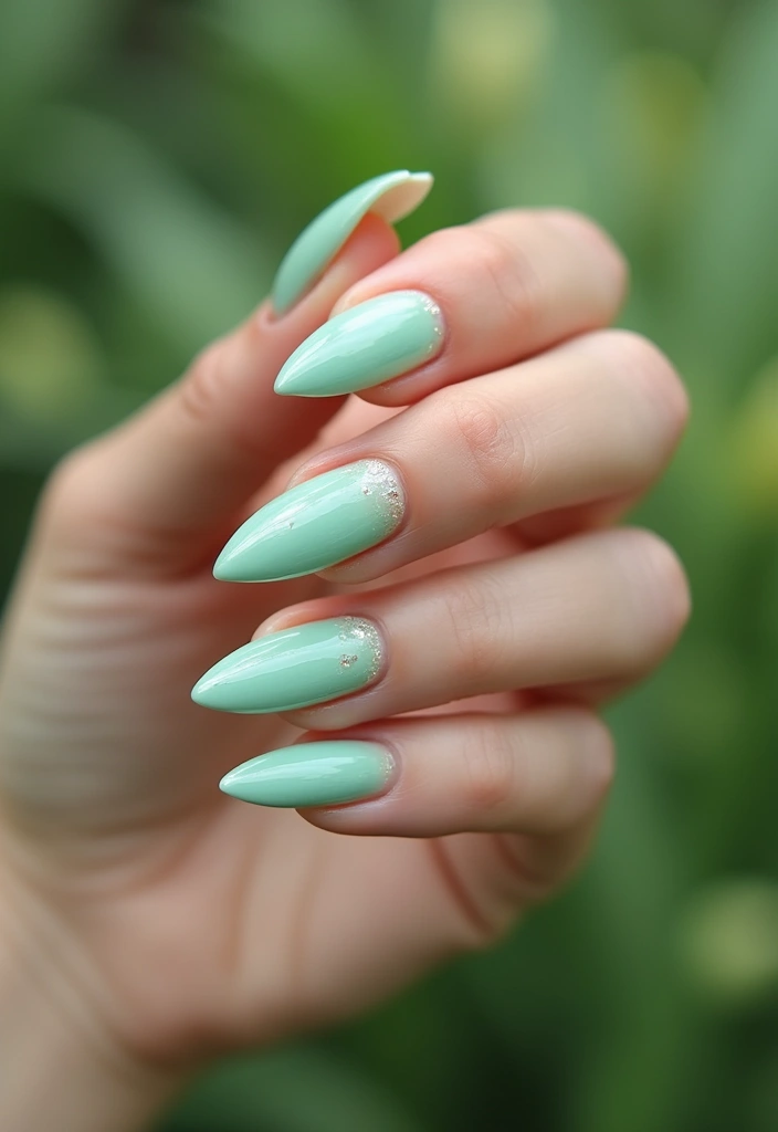 34 Sun-Kissed Ombre Nails for September Style - 27. Mint Green to Sage Ombre