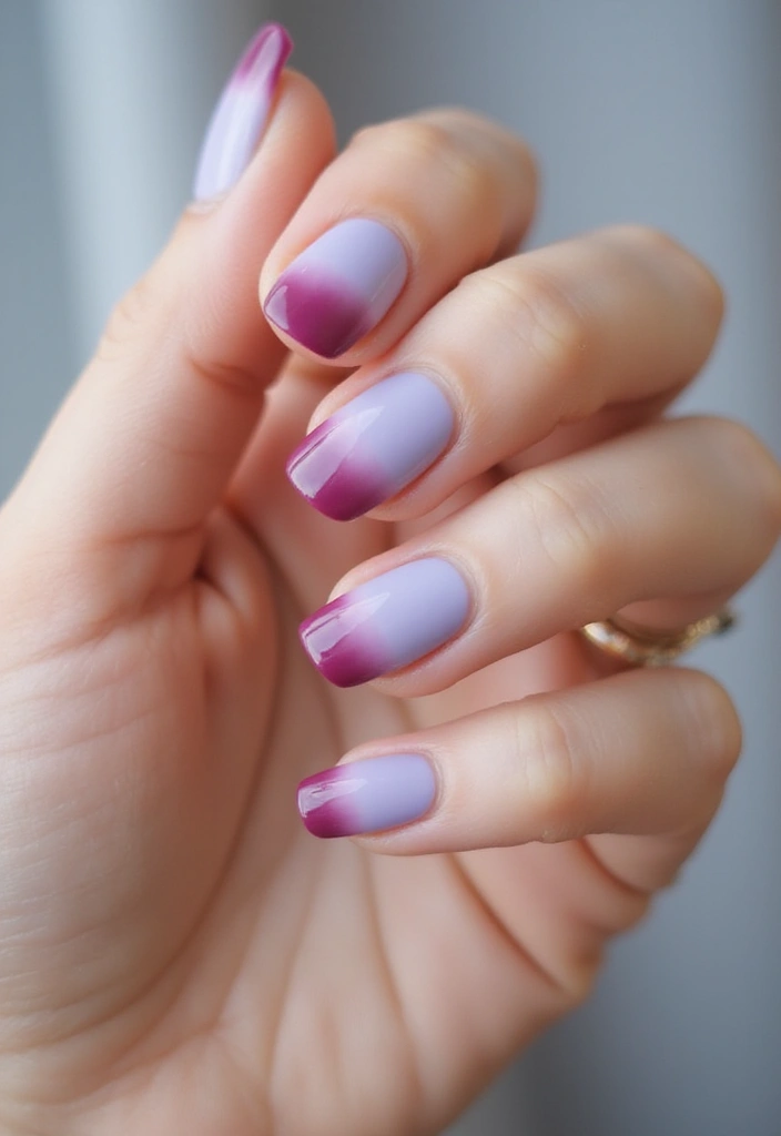 34 Sun-Kissed Ombre Nails for September Style - 30. Soft Berry to Lavender Ombre