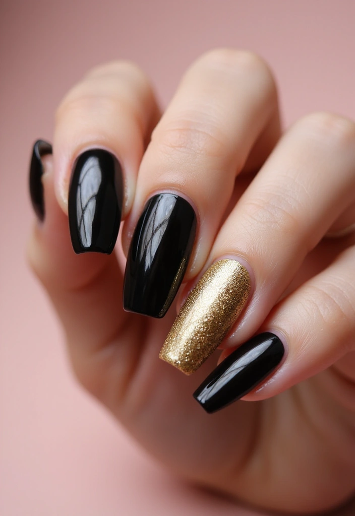 34 Sun-Kissed Ombre Nails for September Style - 34. Black to Gold Ombre