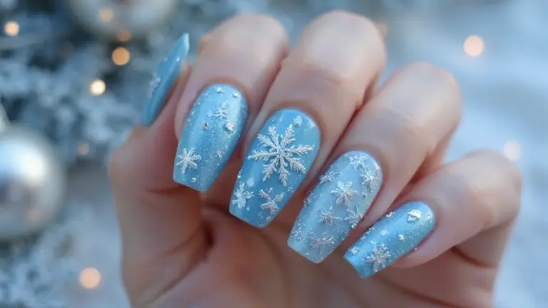 31 Icy Blue Christmas Nail Designs to Brighten December